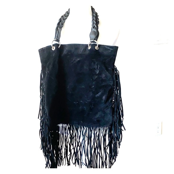 None Handbags - ⭐️HOST PICK⭐️ Suede Black Leather Italian Bag